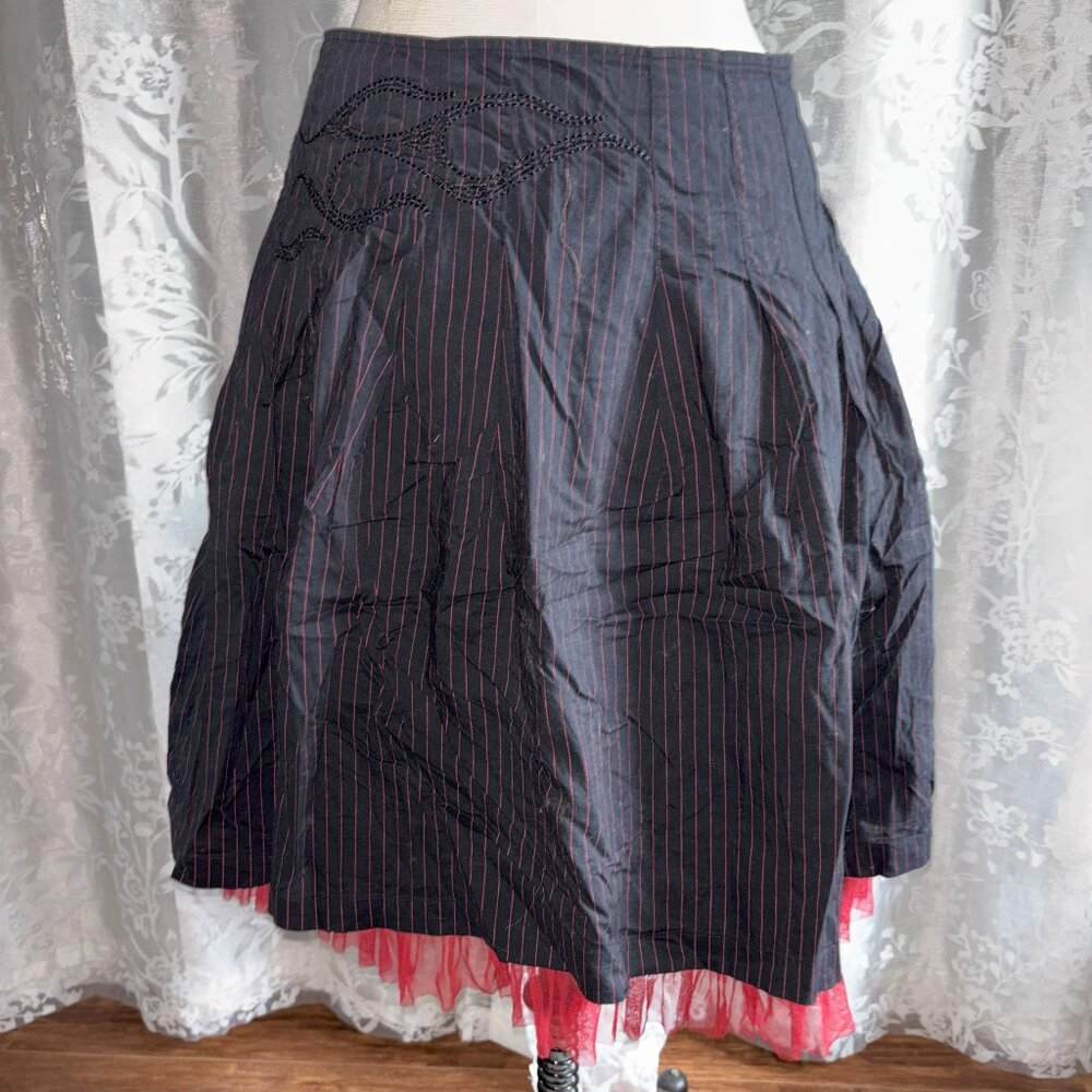 Punk Alternative Striped Midi Skirt